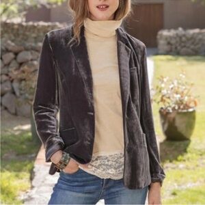 SUNDANCE Silk Blend Velvet Blazer Jacket in Pewter Gray Size 2.